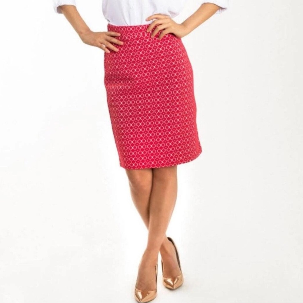 Leota Briar Bellissimo Jacquard Textured Stretch Pencil Skirt Size Largw Pink